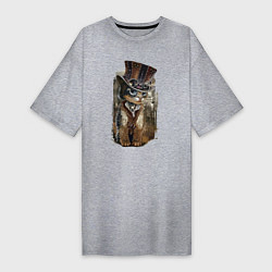 Женская футболка-платье Прикольный котёнок в шляпе