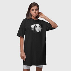 Футболка женская-платье Панда брызги белой краски, цвет: черный — фото 2