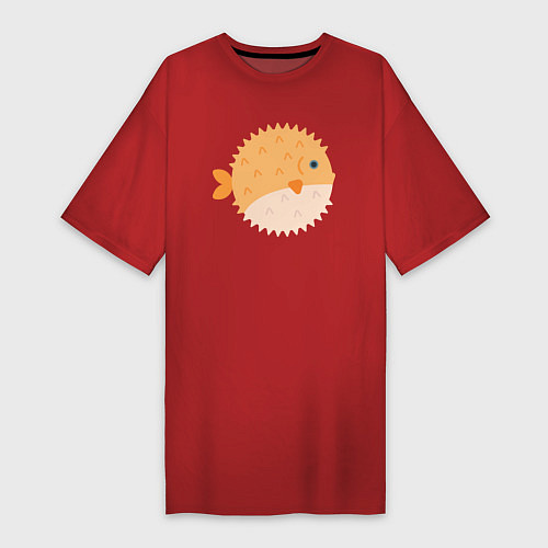 Женская футболка-платье Иглобрюхая рыба-ёж / Красный – фото 1