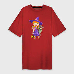 Футболка женская-платье Ведьма малолетка - halloween, цвет: красный