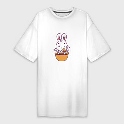 Женская футболка-платье Кролик в ванне