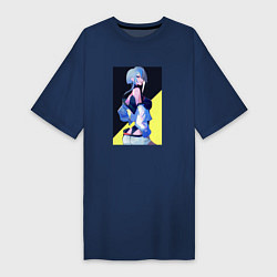 Футболка женская-платье Люси из аниме Cyberpunk Edgerunners, цвет: тёмно-синий