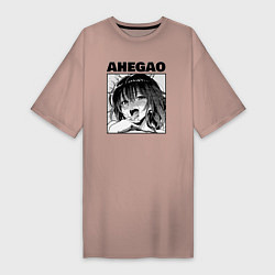 Женская футболка-платье Ахегао: девушка