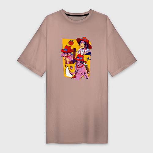 Женская футболка-платье Эйс во всей красе - Ван Пис / Пыльно-розовый – фото 1