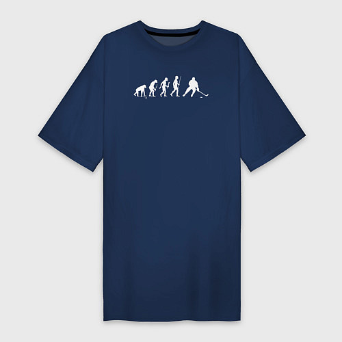 Женская футболка-платье Эволюция в хоккей / Тёмно-синий – фото 1