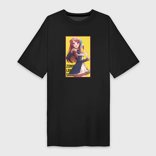 Женская футболка-платье Сакура Минамото - Зомбилэнд Сага Месть / Черный – фото 1
