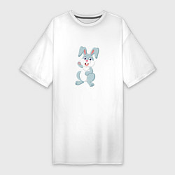 Футболка женская-платье Привет от кролика, цвет: белый