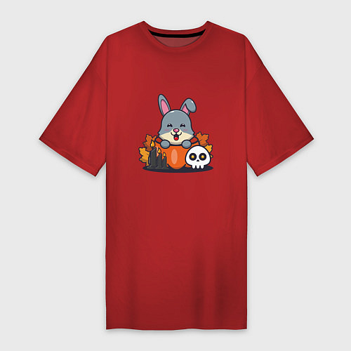 Женская футболка-платье Rabbit halloween / Красный – фото 1