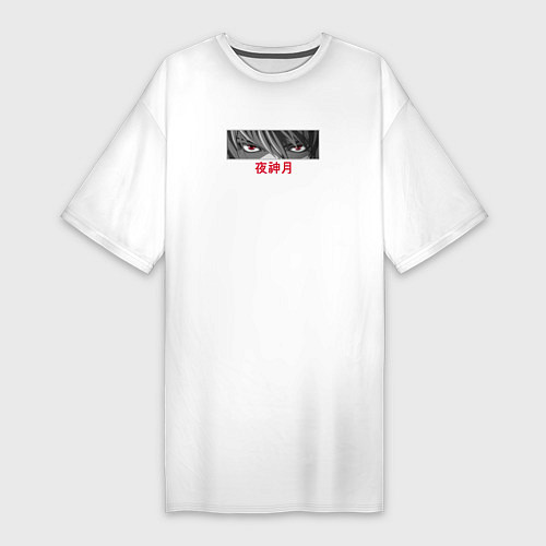 Женская футболка-платье Тетрадь смерти аниме лайт ягами / Белый – фото 1