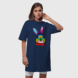 Футболка женская-платье Радужный кролик, цвет: тёмно-синий — фото 2