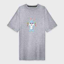 Футболка женская-платье Кролик с морковками, цвет: меланж