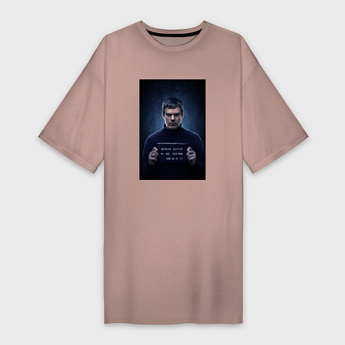 Женская футболка-платье Декстер с табличкой / Пыльно-розовый – фото 1