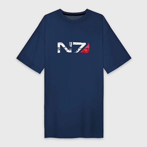 Женская футболка-платье Mass Effect N7 - Logotype / Тёмно-синий – фото 1