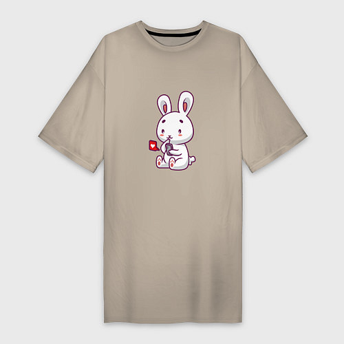 Женская футболка-платье Rabbit like / Миндальный – фото 1