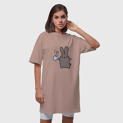 Женская футболка-платье Чайный кролик / Пыльно-розовый – фото 3
