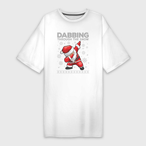 Женская футболка-платье Through the snow Santa dabbing / Белый – фото 1