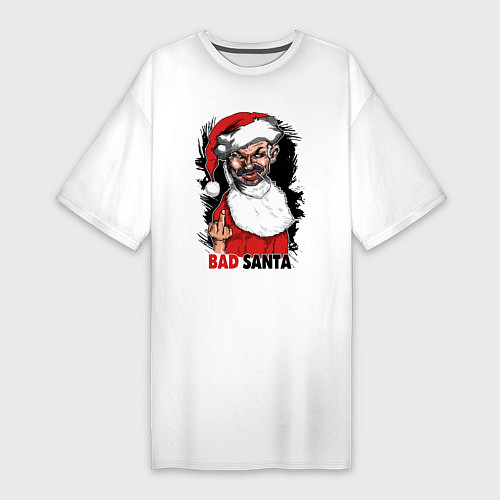 Женская футболка-платье Bad Santa, fuck you / Белый – фото 1