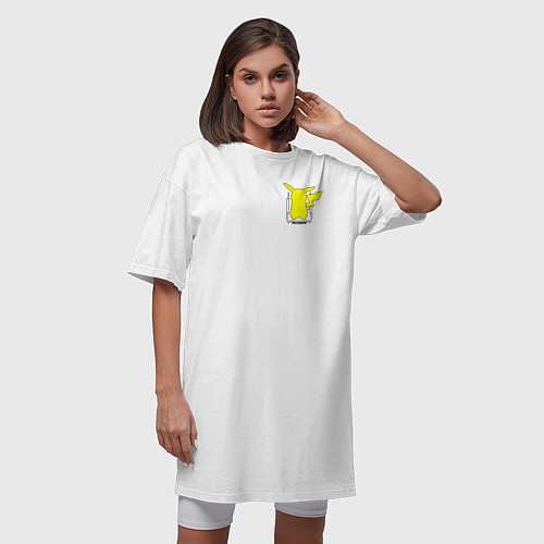 Женская футболка-платье Пикачу маленькое лого! / Белый – фото 3