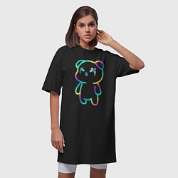 Футболка женская-платье Cool neon bear, цвет: черный — фото 2