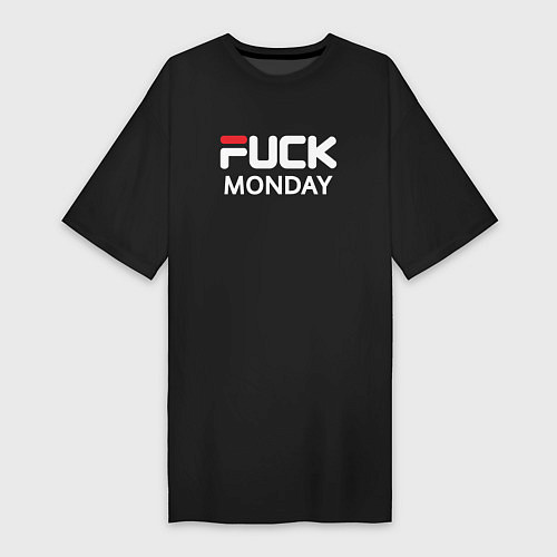 Женская футболка-платье Fuck monday, fila, anti-brand / Черный – фото 1