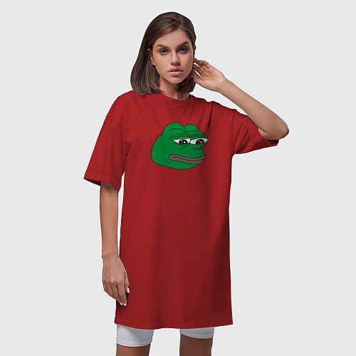 Женская футболка-платье Лягушонок Пепе-Frog Pepe / Красный – фото 3