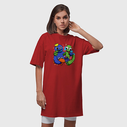Женская футболка-платье Персонажи игры Радужные друзья / Красный – фото 3