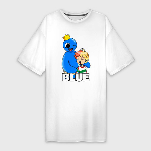 Женская футболка-платье Радужные друзья Синий и малыш / Белый – фото 1
