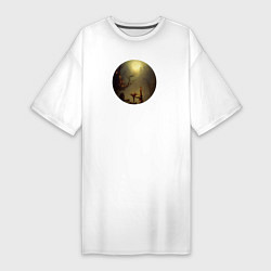 Женская футболка-платье Полная луна над туманным замком