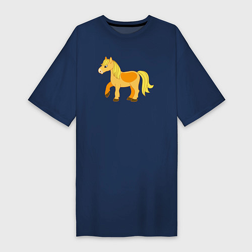 Женская футболка-платье Золотая лошадка / Тёмно-синий – фото 1
