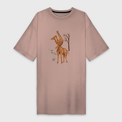 Женская футболка-платье Жирафы и паук