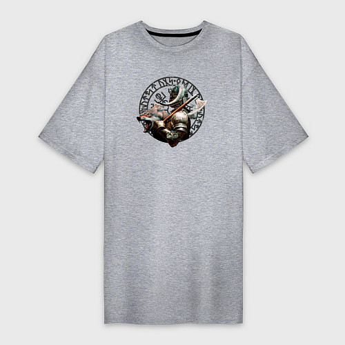 Женская футболка-платье Воин викинг с волком / Меланж – фото 1
