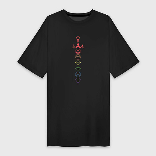 Женская футболка-платье Rainbow Dice Sword / Черный – фото 1