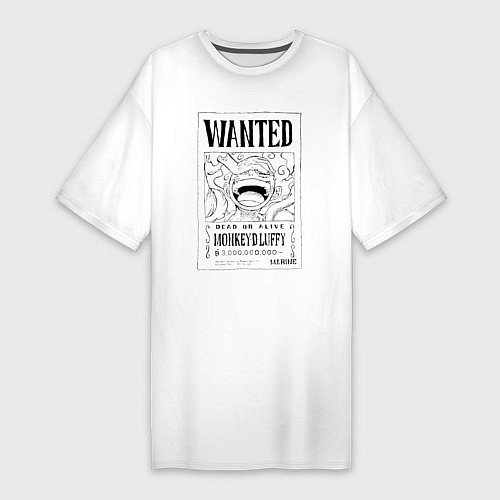 Женская футболка-платье Листовка розыска Луффи / Белый – фото 1