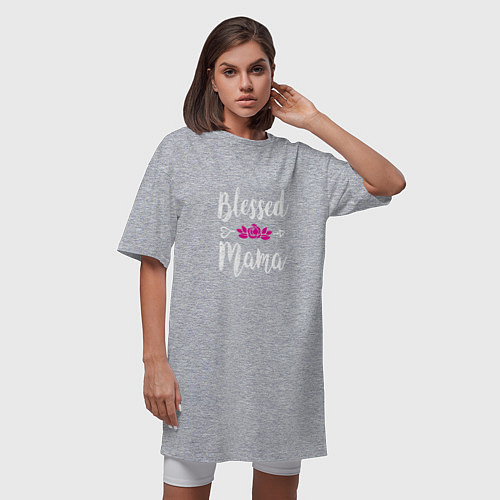 Женская футболка-платье Благословенная мама / Меланж – фото 3