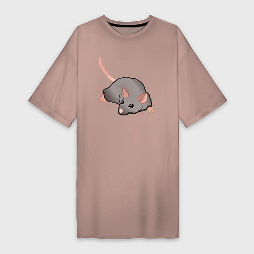 Женская футболка-платье Крыcка кродеться как мышь / Пыльно-розовый – фото 1