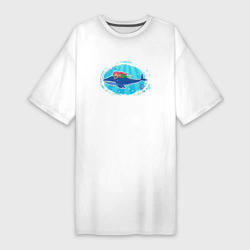 Женская футболка-платье Русалочка и кит / Белый – фото 1