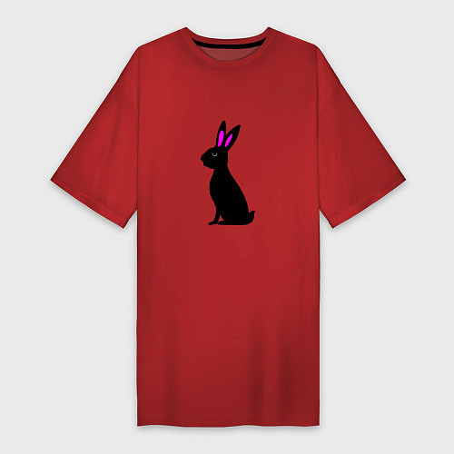 Женская футболка-платье Черный кролик / Красный – фото 1