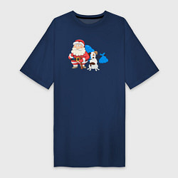 Женская футболка-платье Дед мороз и пёс
