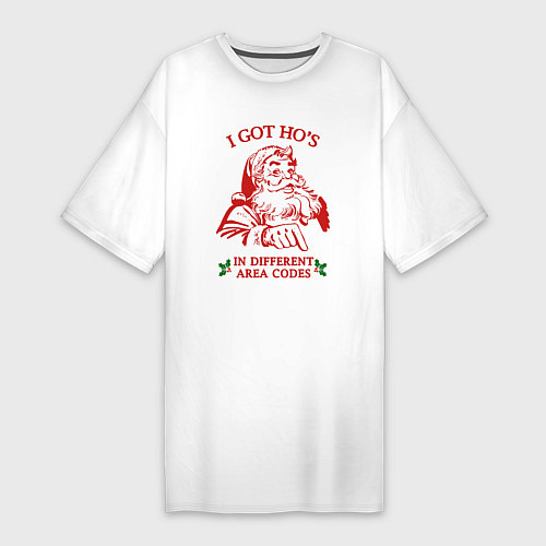 Женская футболка-платье Дед мороз - I got hos / Белый – фото 1