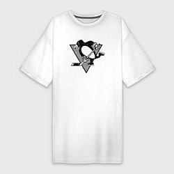 Женская футболка-платье Питтсбург Пингвинз серый