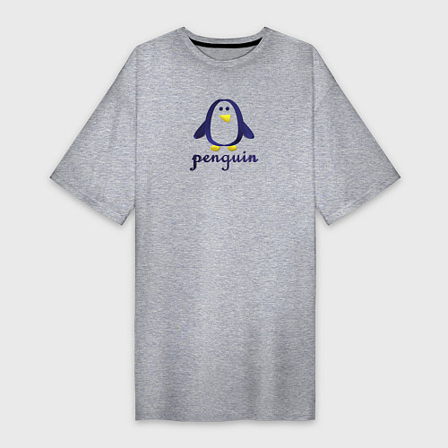 Женская футболка-платье Пингвин детский и надпись penguin / Меланж – фото 1