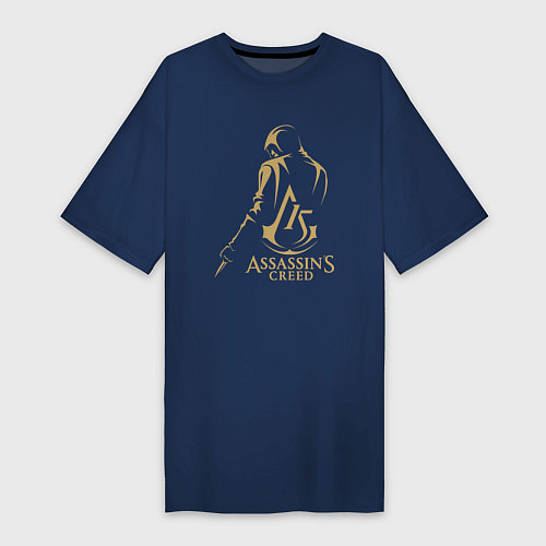 Женская футболка-платье Assassins creed 15 лет / Тёмно-синий – фото 1