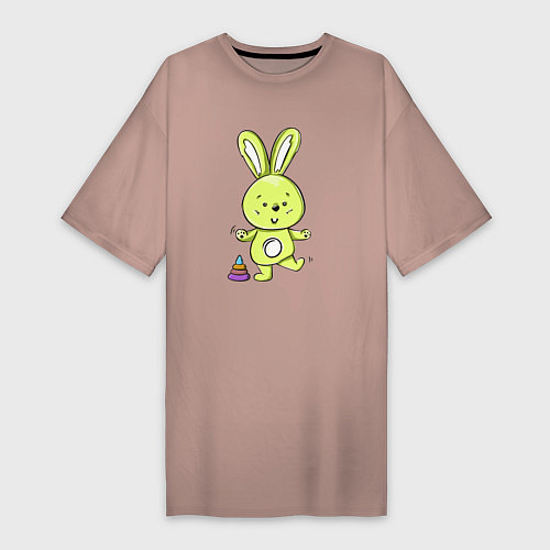 Женская футболка-платье Малыш зайка / Пыльно-розовый – фото 1