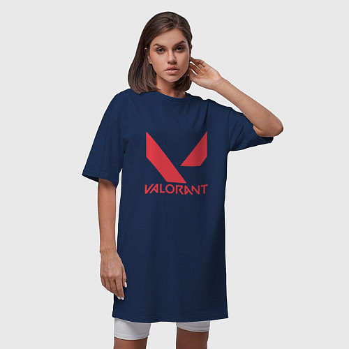 Женская футболка-платье Valorant - logo / Тёмно-синий – фото 3