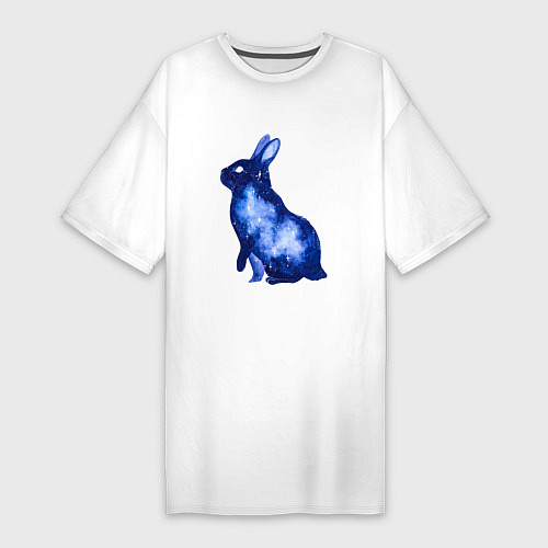 Женская футболка-платье Звездный силуэт кролика / Белый – фото 1