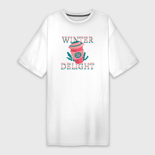 Женская футболка-платье Зимнее наслаждение / Белый – фото 1