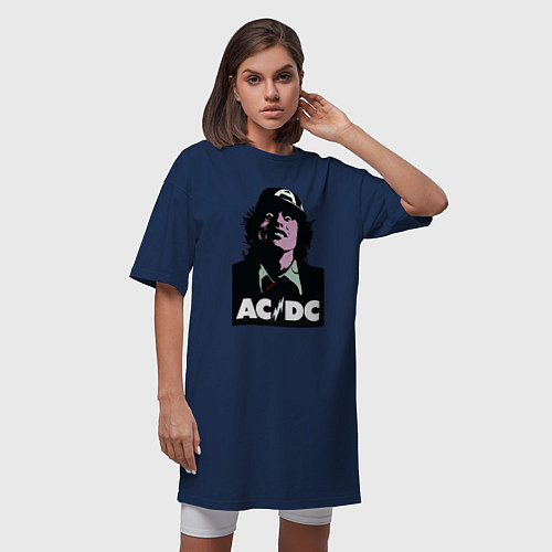 Женская футболка-платье Angus young - ACDC / Тёмно-синий – фото 3
