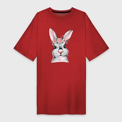 Женская футболка-платье Кролик в цветах