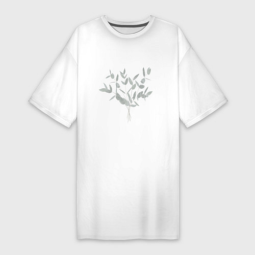 Женская футболка-платье Ветви эвкалипта / Белый – фото 1