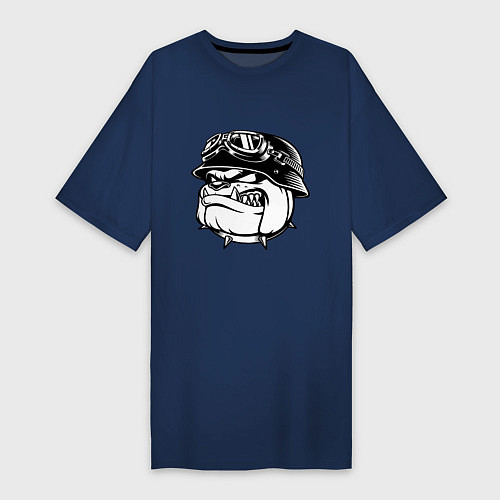 Женская футболка-платье Evil bulldog head / Тёмно-синий – фото 1